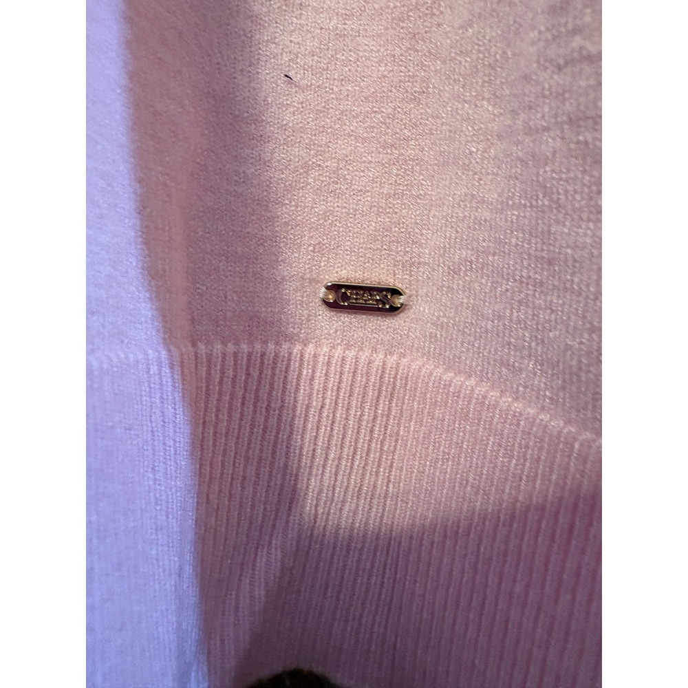 Chaps Womens Light Pink Turtleneck Sweater Gold Button Cuff Knit Top Size M - Picture 7 of 8